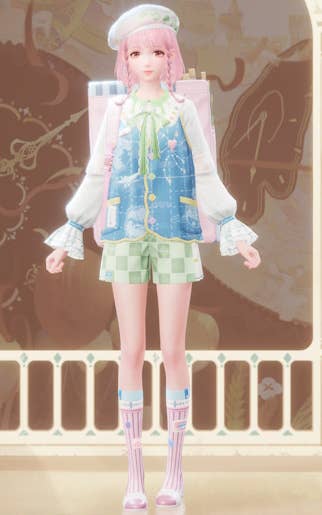 Никки в наряде Летящие Цвета в Infinity Nikki.