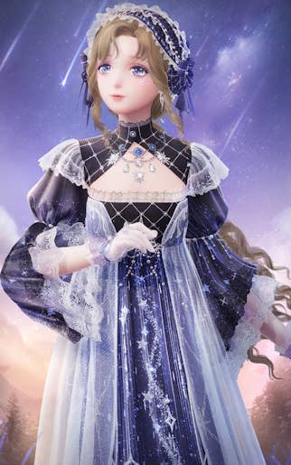 Никки в наряде Сияние Звездопада в Infinity Nikki.