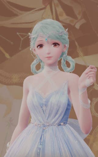 Никки в наряде Звёздные Отголоски в Infinity Nikki.