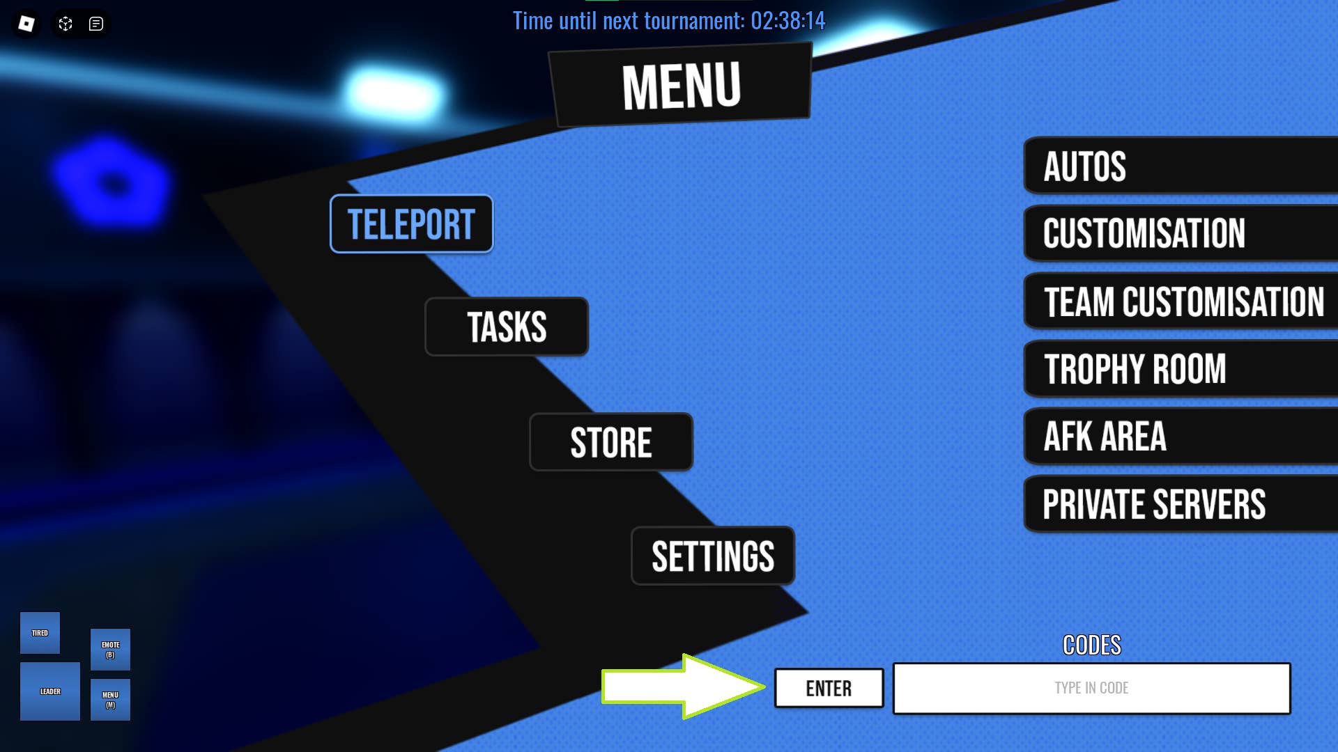 Скриншот из Locked в Roblox, показывающий поле для ввода кодов.