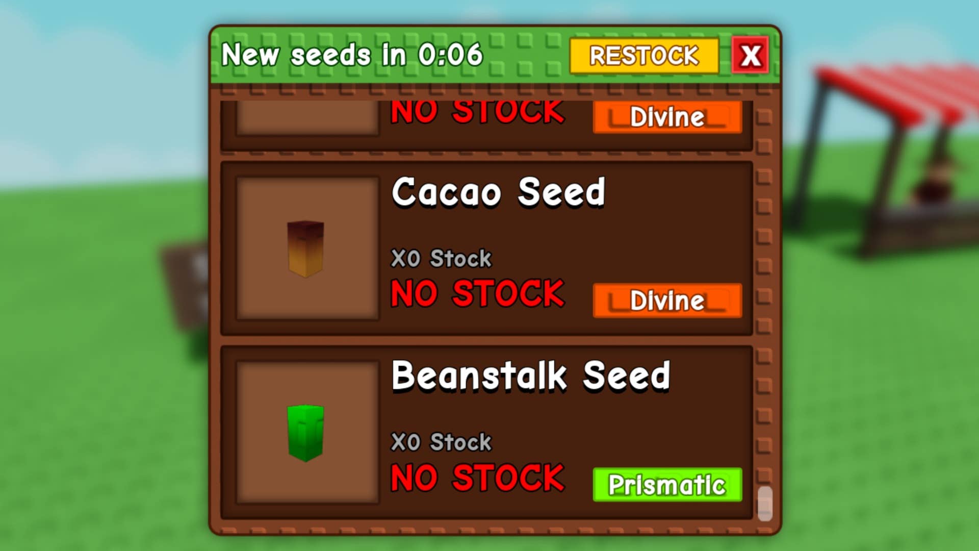 roblox grow a garden beanstalk seed seed shop menu