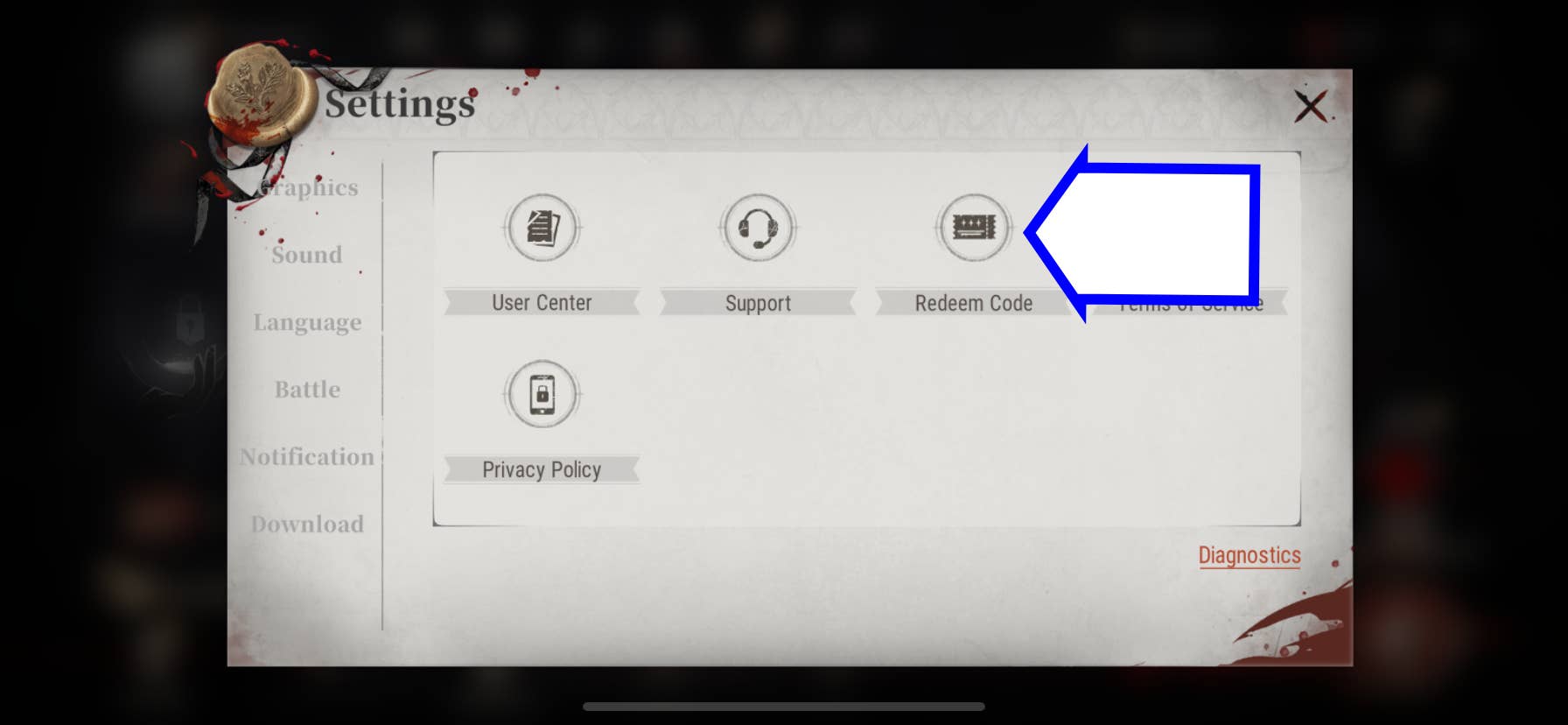 Скриншот Silver and Blood с кнопкой ввода кодов.