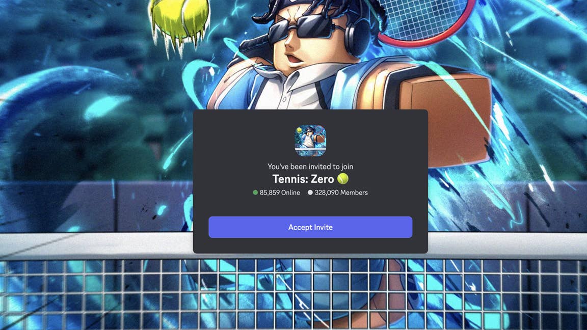 Discord с приглашением на сервер Tennis Zero, где публикуются коды