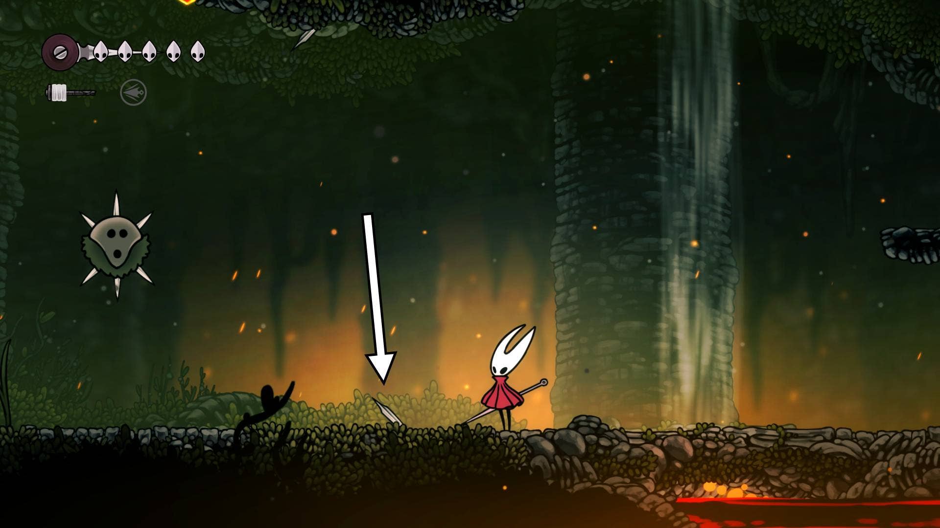 Показан Spine Core из хокера в Дальних Полях и подписан в Hollow Knight: Silksong