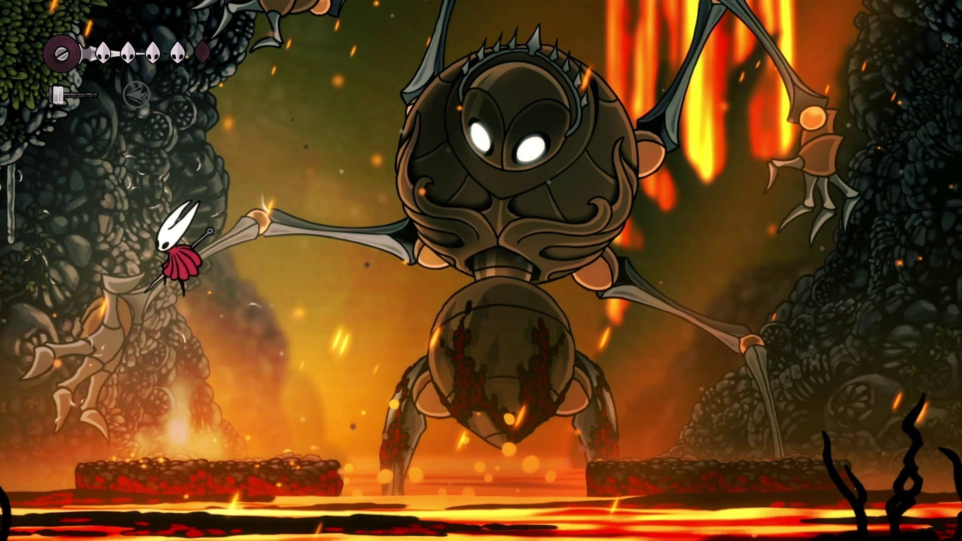 Hornet уклоняется от взмаха руки Fourth Chorus в Hollow Knight: Silksong