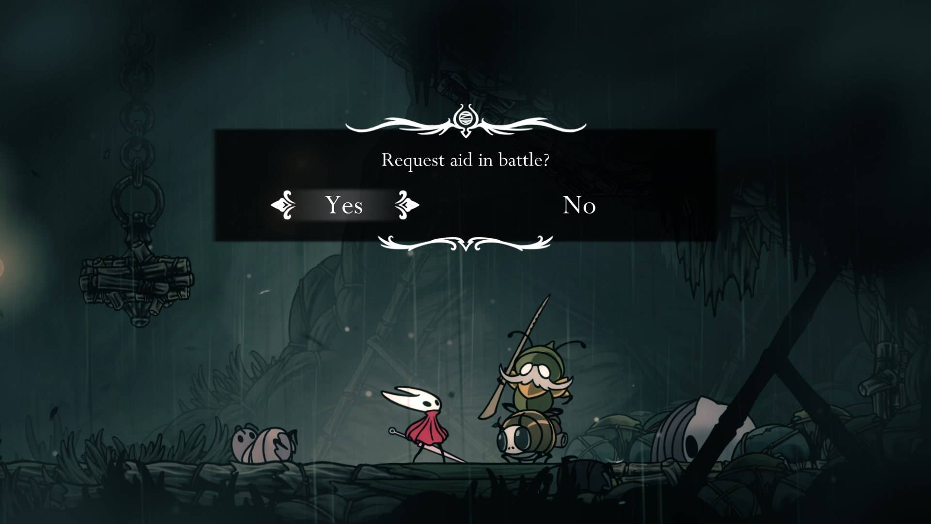 Хорнет разговаривает с Garmond и Zaza о их помощи в предстоящем бою в Hollow Knight: Silksong