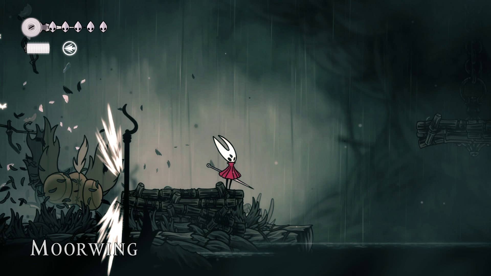 Хорнет успешно ловит Moorwing на оглушение в Hollow Knight: Silksong