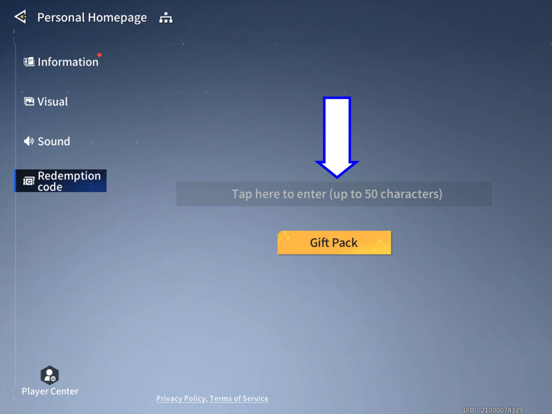 Скриншот Anchor Panic, показывающий поле ввода кода.