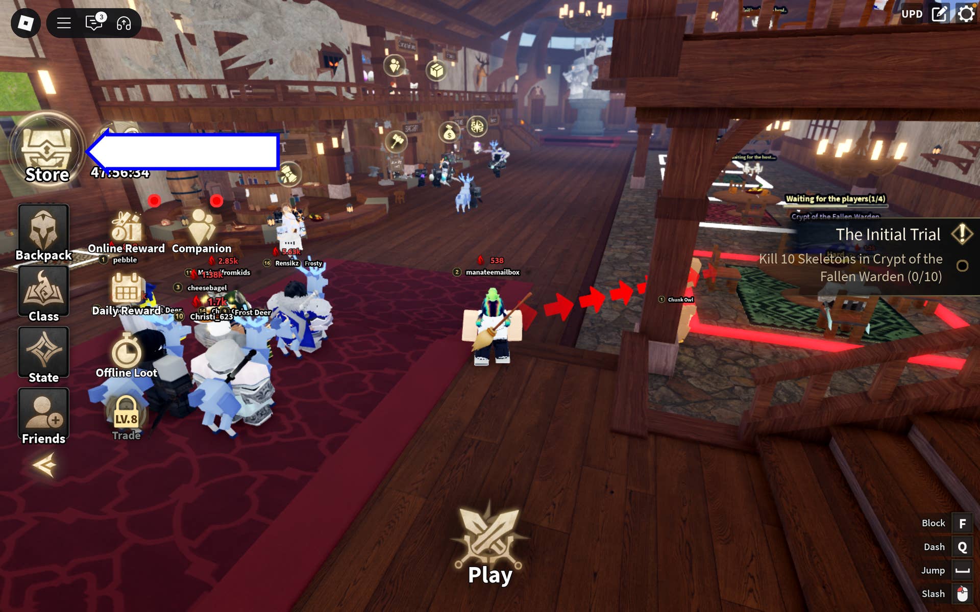 Скриншот Dungeon Lootify в Roblox: показана кнопка «Магазин».