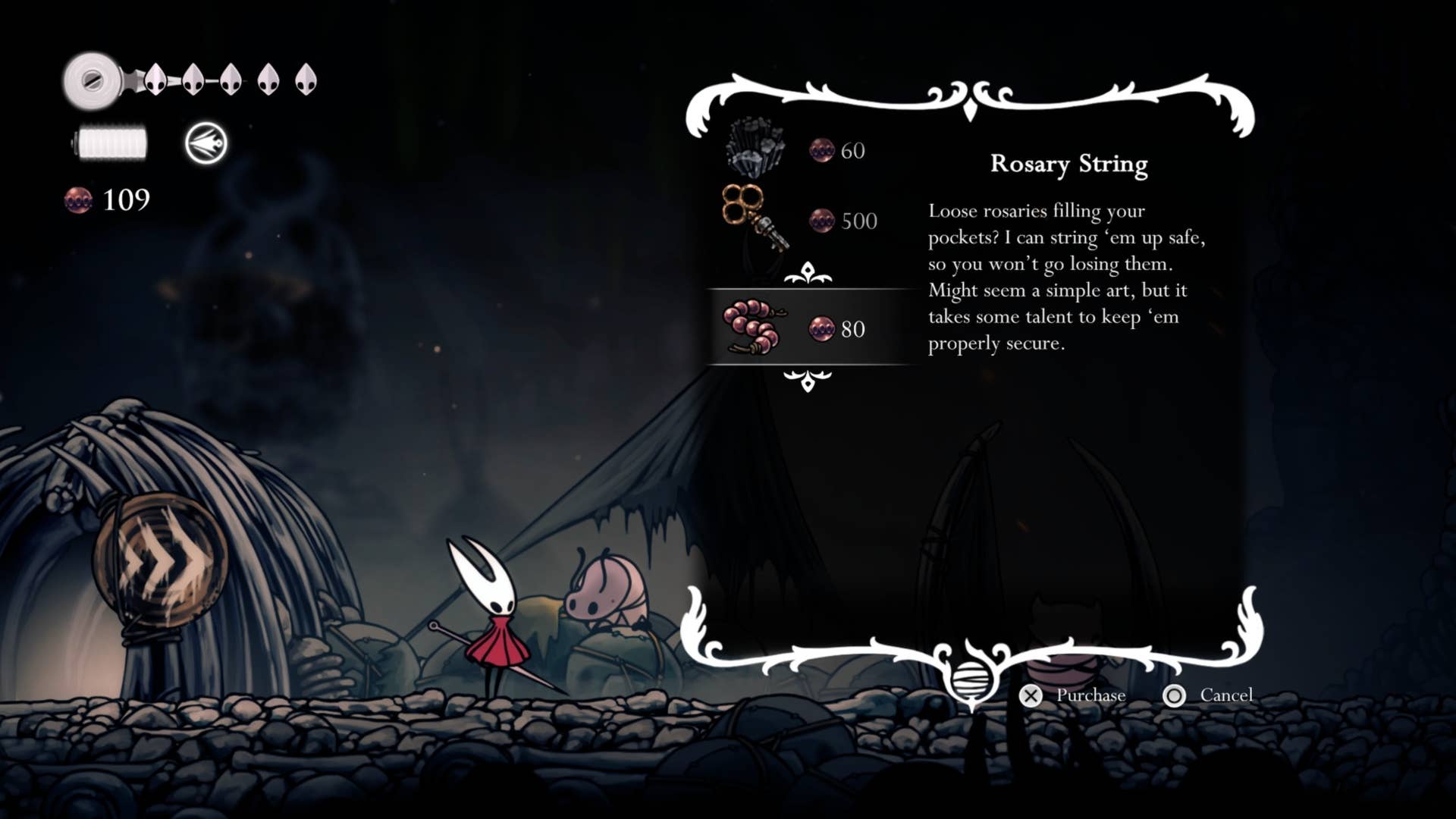 покупка Нити для чёток у торговца в Bone Bottom