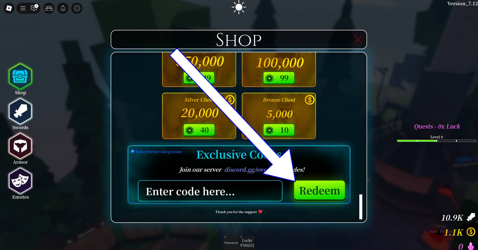 Стрелка в Sword League указывает на кнопку Активировать.