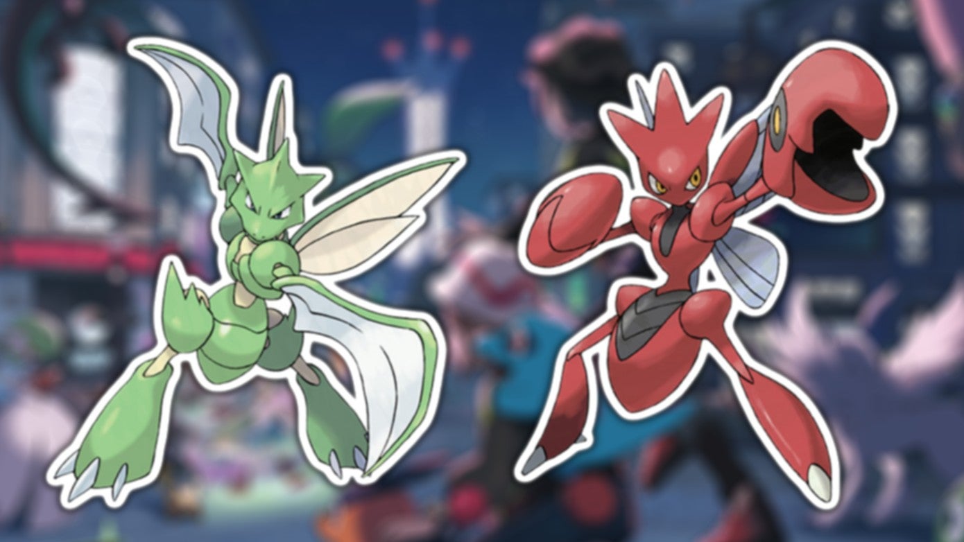 Scyther (слева) и Scizor (справа) показаны в Pokemon Legends: Z-A