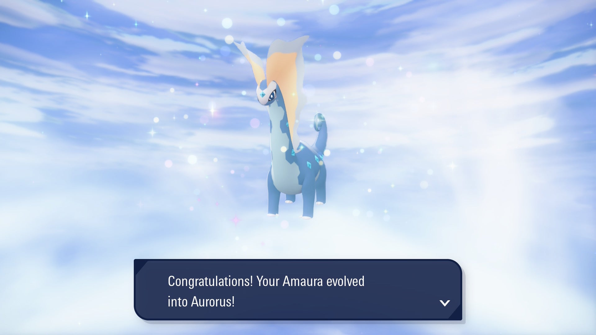 Эволюция Aurorus, полученная из Amaura, показана в Pokémon Legends Z-A