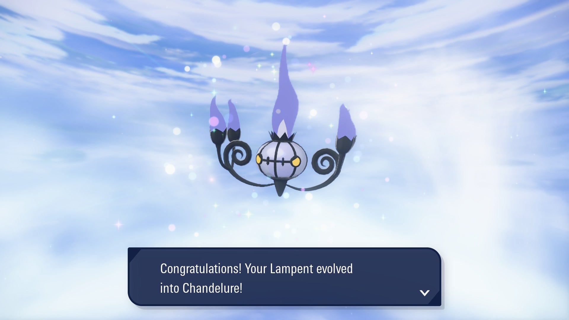 Можно увидеть Chandelure, эволюционировавшего из Lampent, в Pokémon Legends Z-A