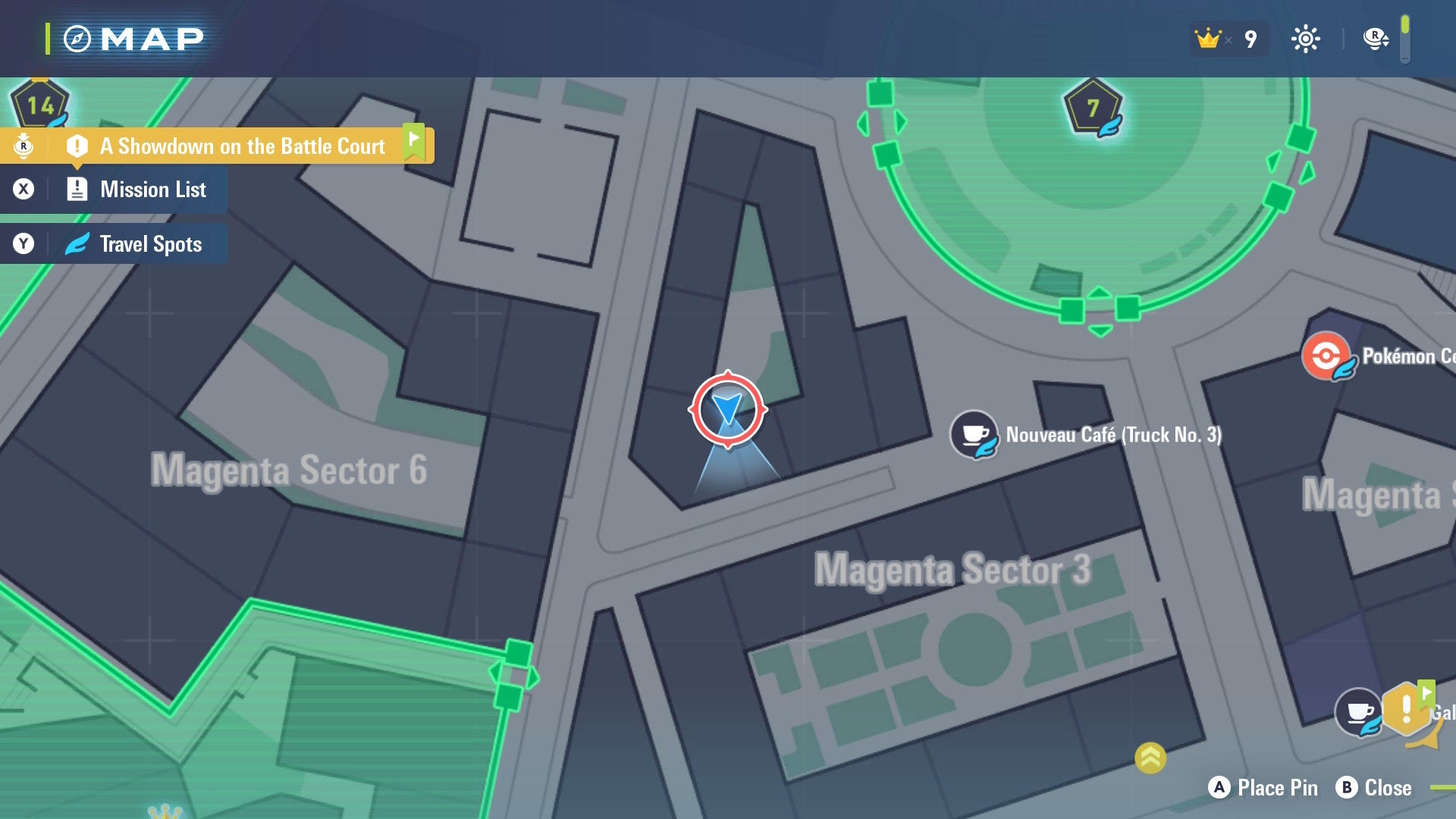 Расположение Блестящего камня показано на карте Lumiose City в Pokémon Legends Z-A