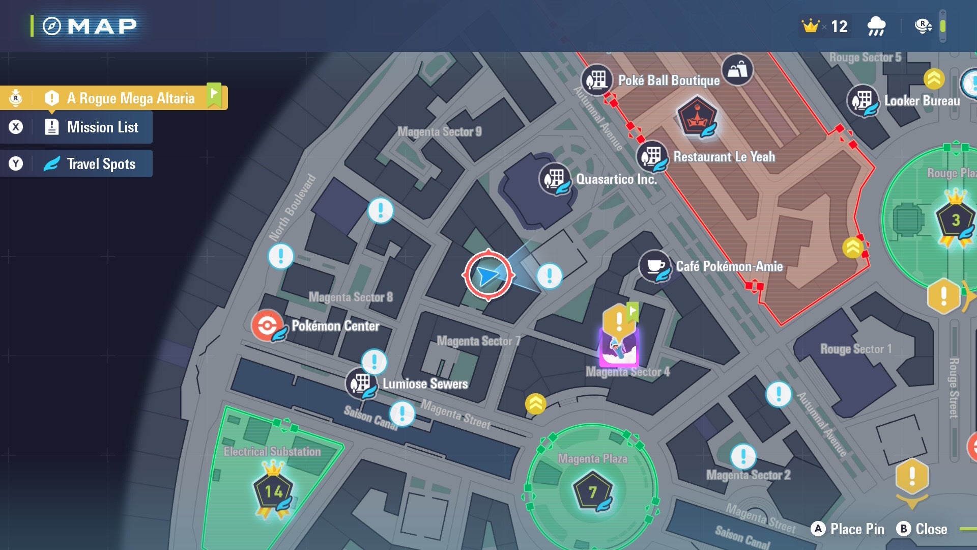 Место появления дикого Ralts показано на карте Lumiose City в Pokémon Legends Z-A