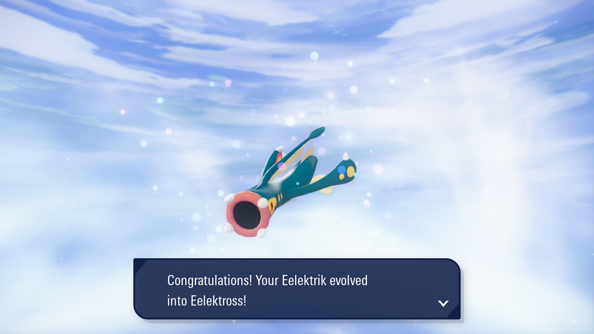 Eelektross, эволюционировавший из Eelektrik, показан в Pokémon Legends Z-A