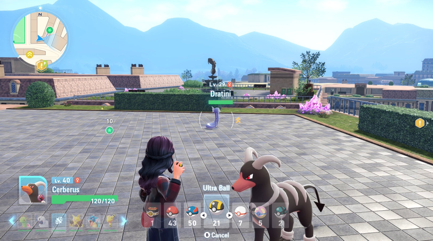 Бросок Ультра Шара в Dratini в Pokémon Legends: Z-A.