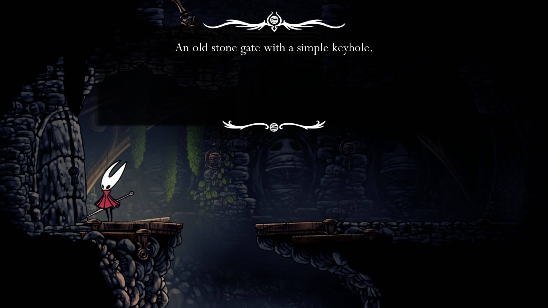 Хорнет подходит к двери, требующей Simple Key, в Hollow Knight: Silksong