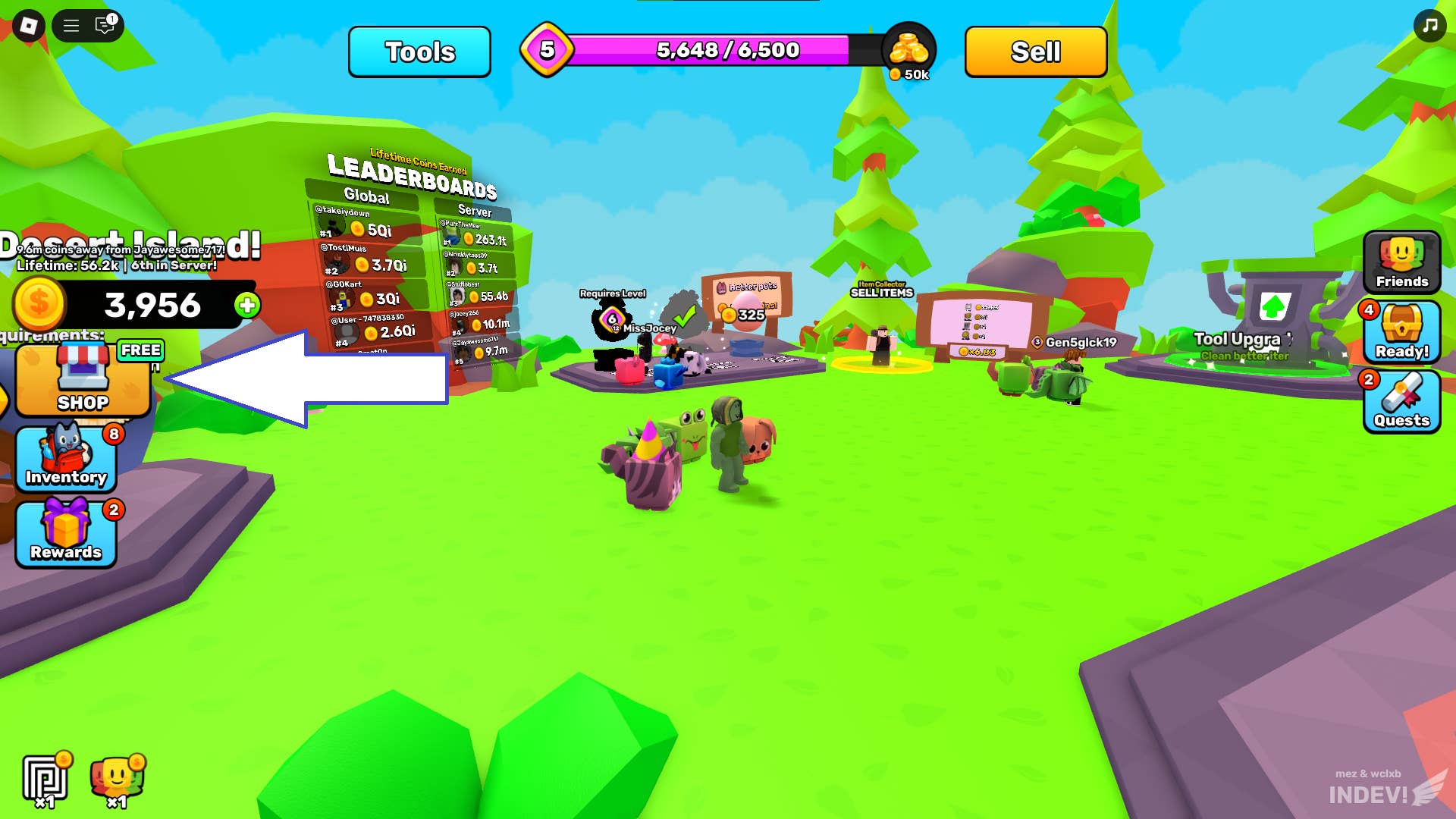 Скриншот Clean It To Keep It в Roblox, показывающий кнопку магазина игры.