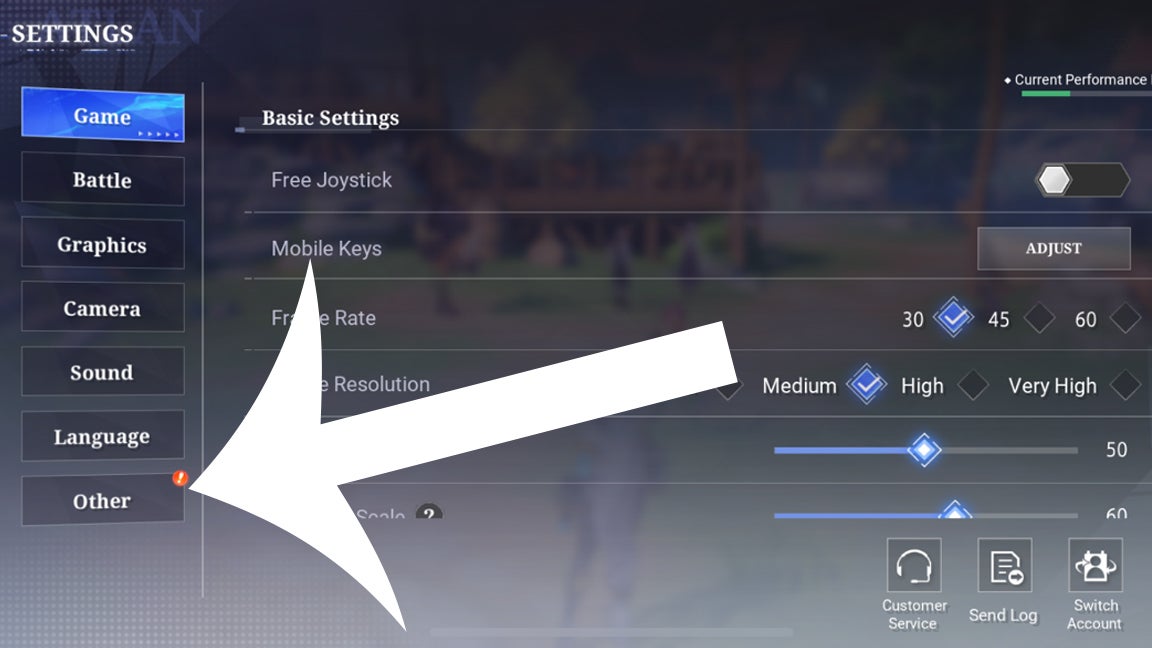 Кнопка для меню 'Другое' в Crystal of Atlan.