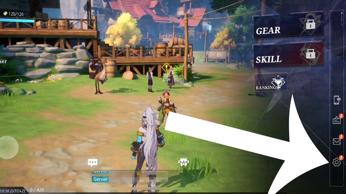 Кнопка настроек в форме шестерёнки в Crystal of Atlan.