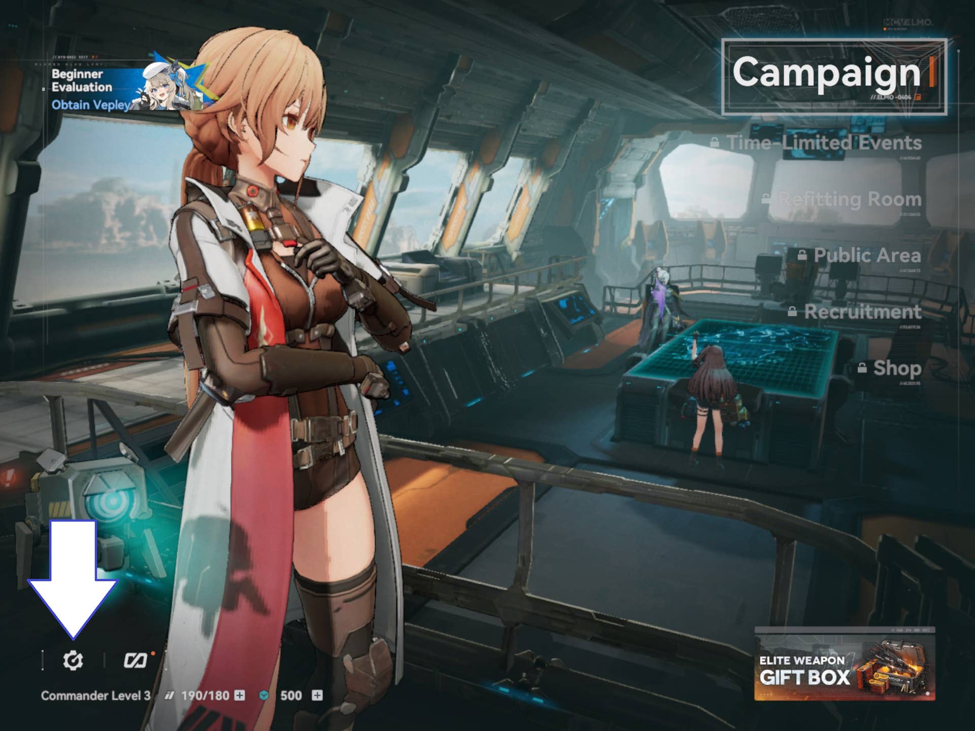 Скриншот Girls' Frontline 2 с кнопкой настроек игры.