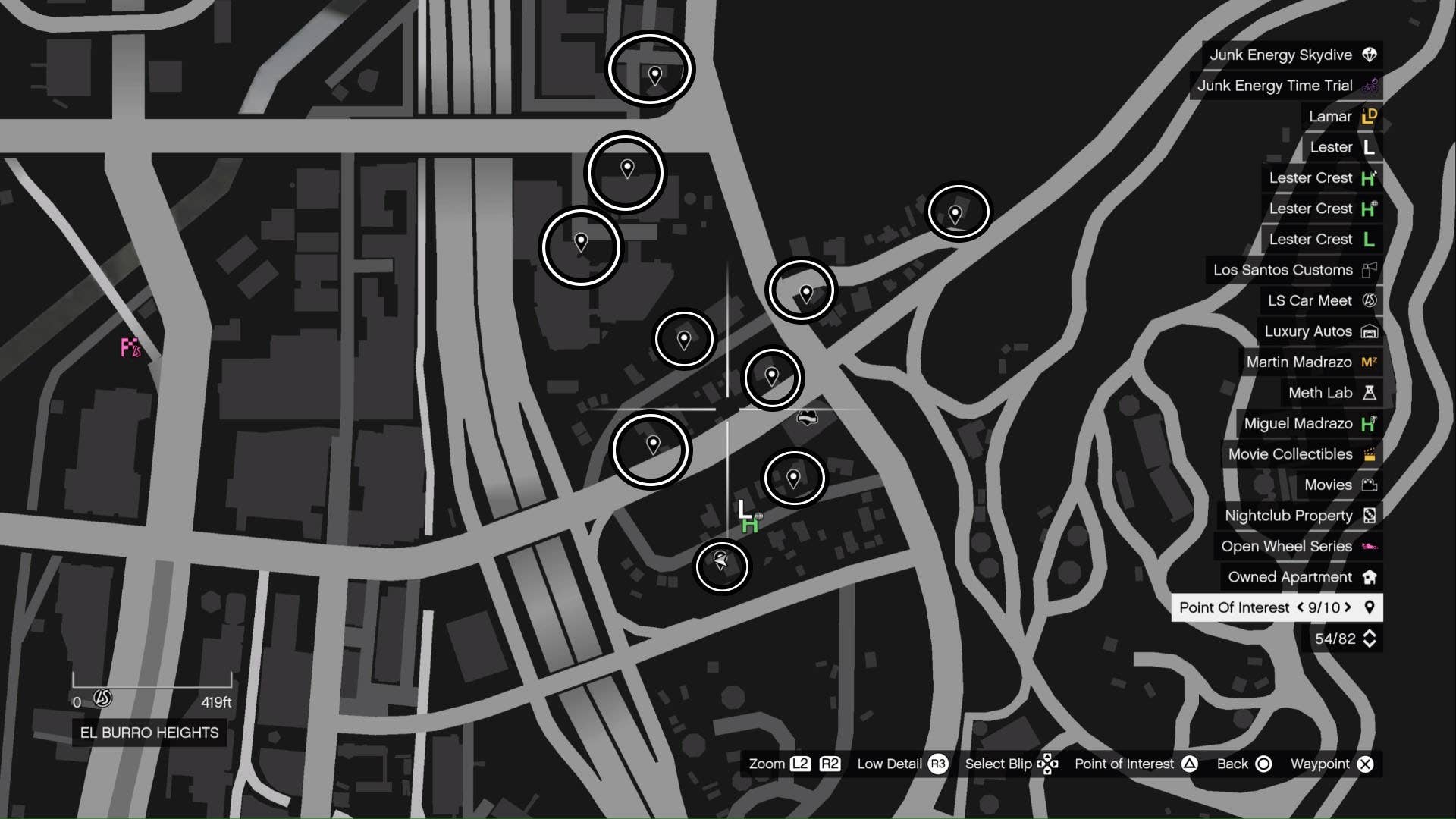 gta online — локации тыкв Джека в El Burro Heights на карте, Хэллоуин 2023