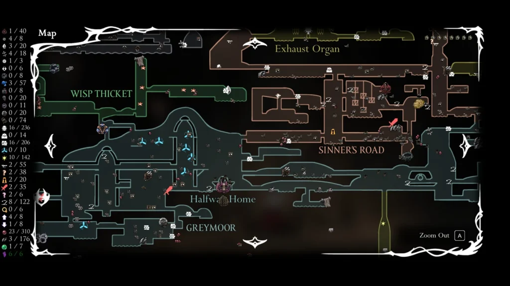 Hollow Knight: Silksong — мод карты для 100%-ного прохождения v1.0.3