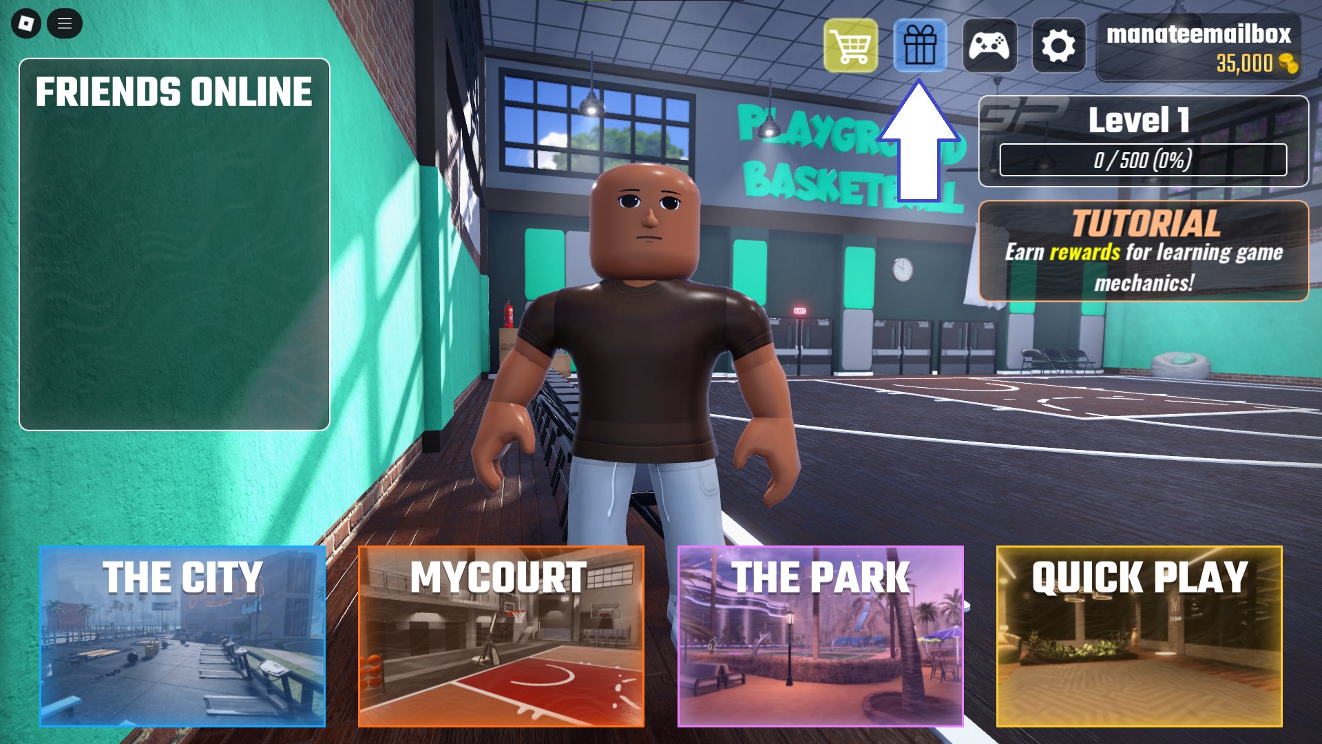Скриншот Playground Basketball в Roblox, показывающий кнопку кодов в игре.