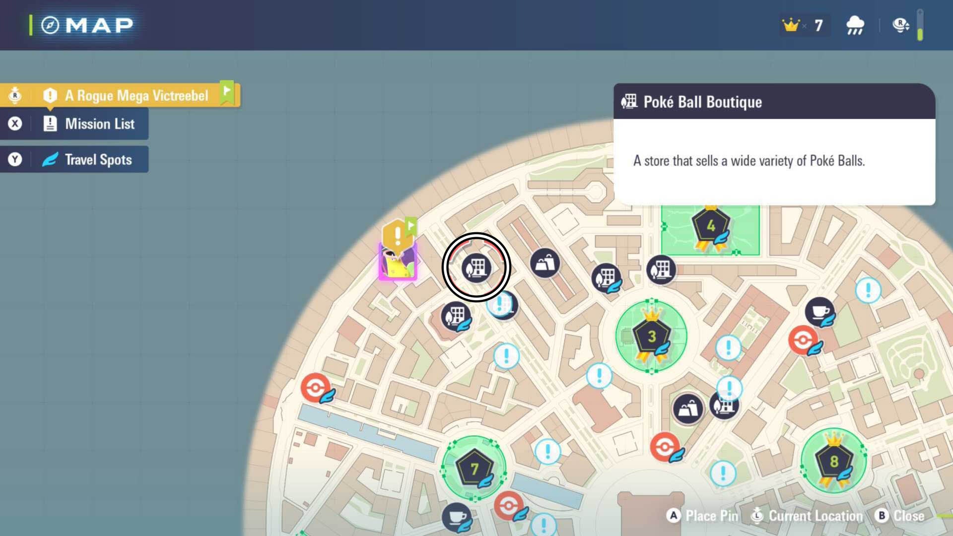 расположение бутика покеболов в pokemon legends z-a на карте