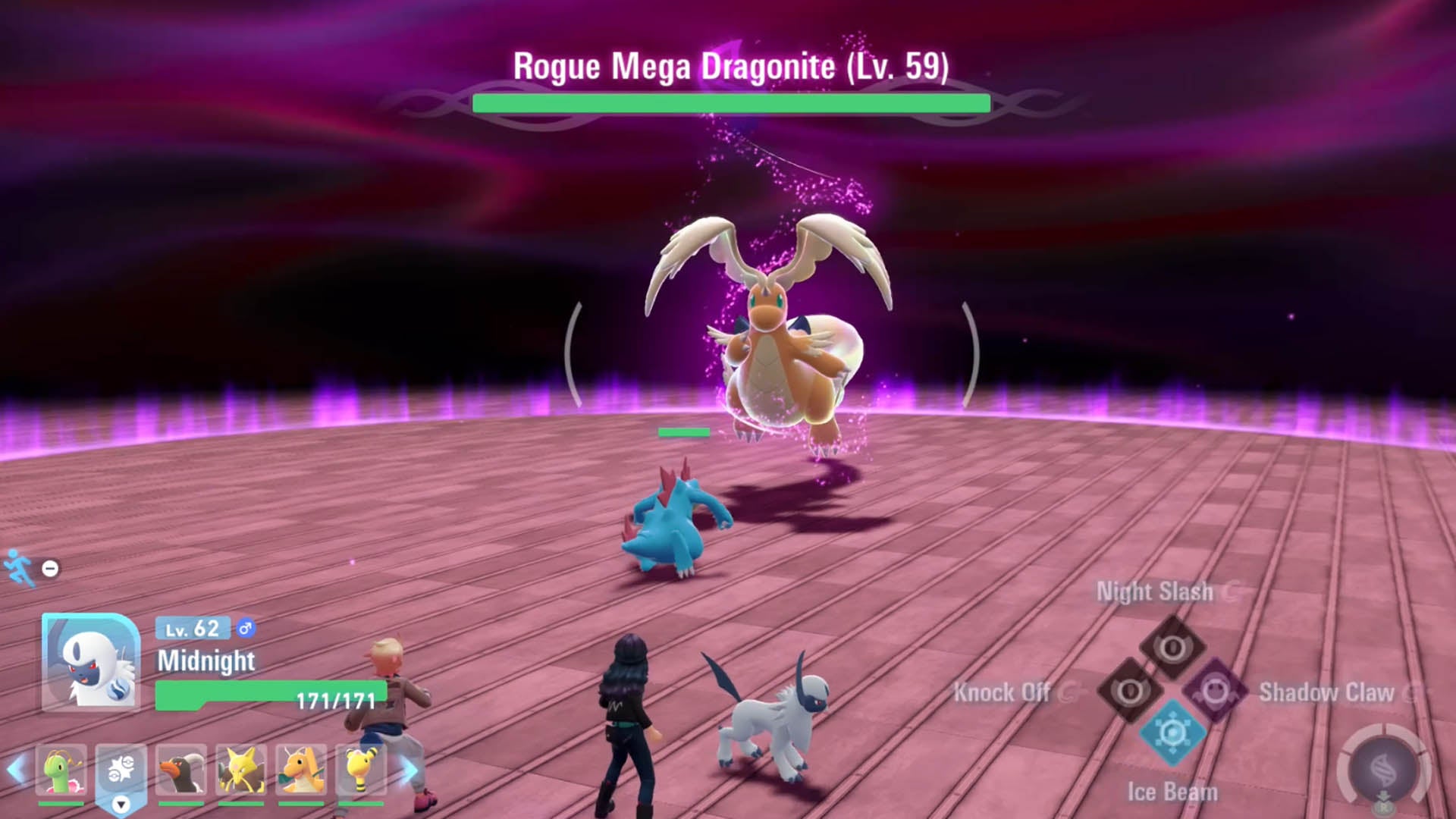 pokemon legends z-a rogue mega dragonite battle area