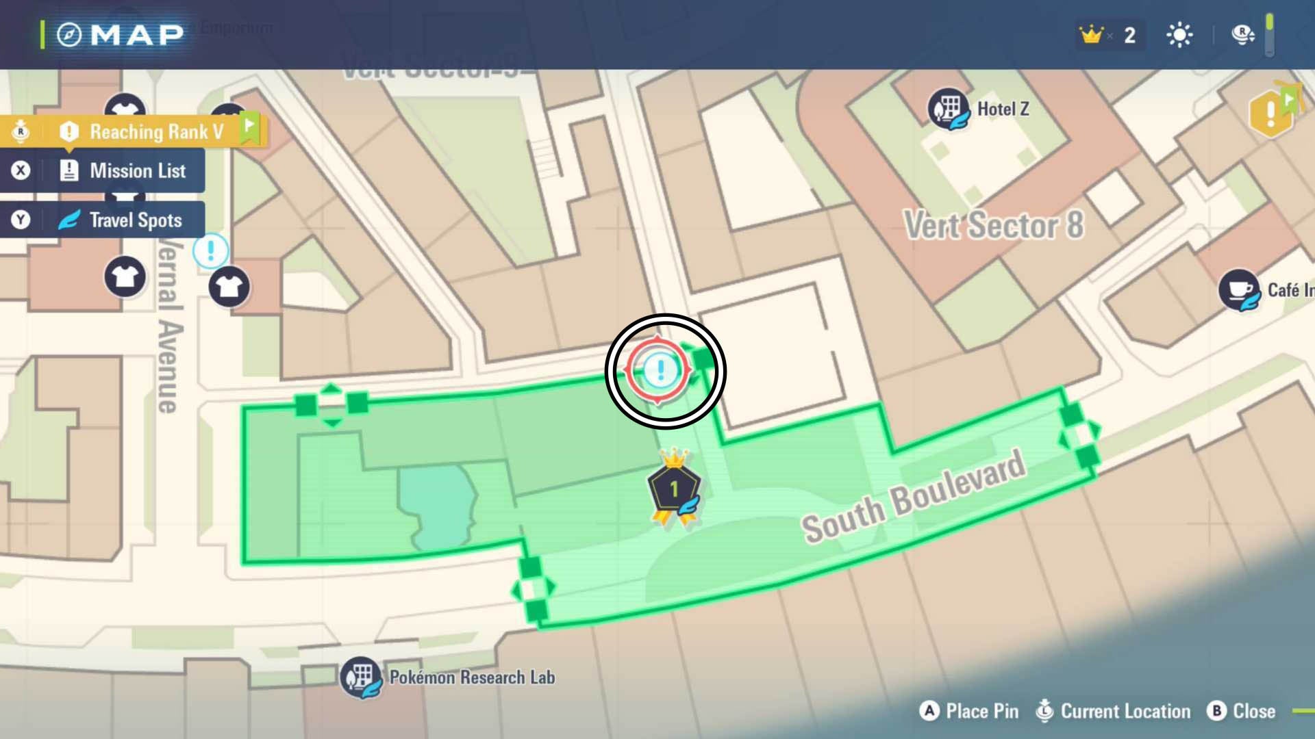 расположение на карте побочной миссии 17 pokemon legends z-a