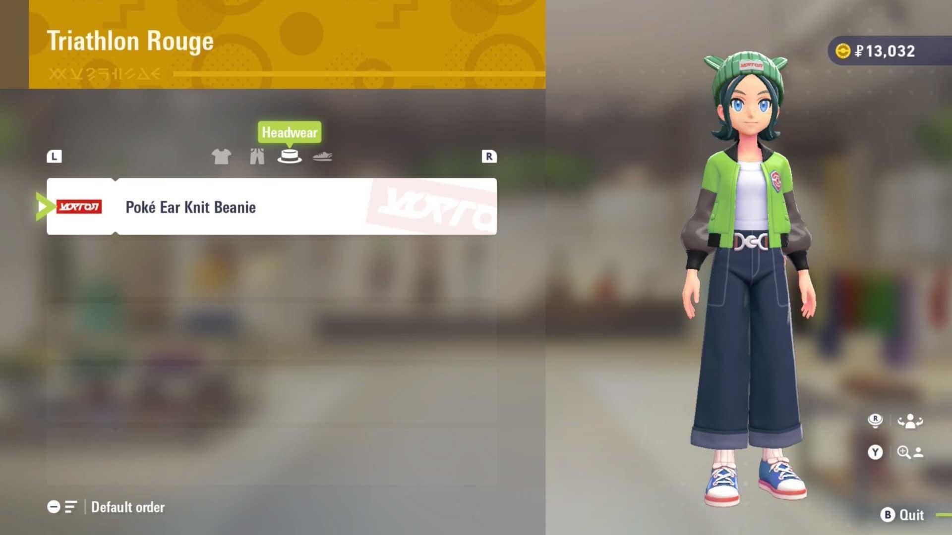 pokemon legends z-a triathlon rouge clothes shop menu