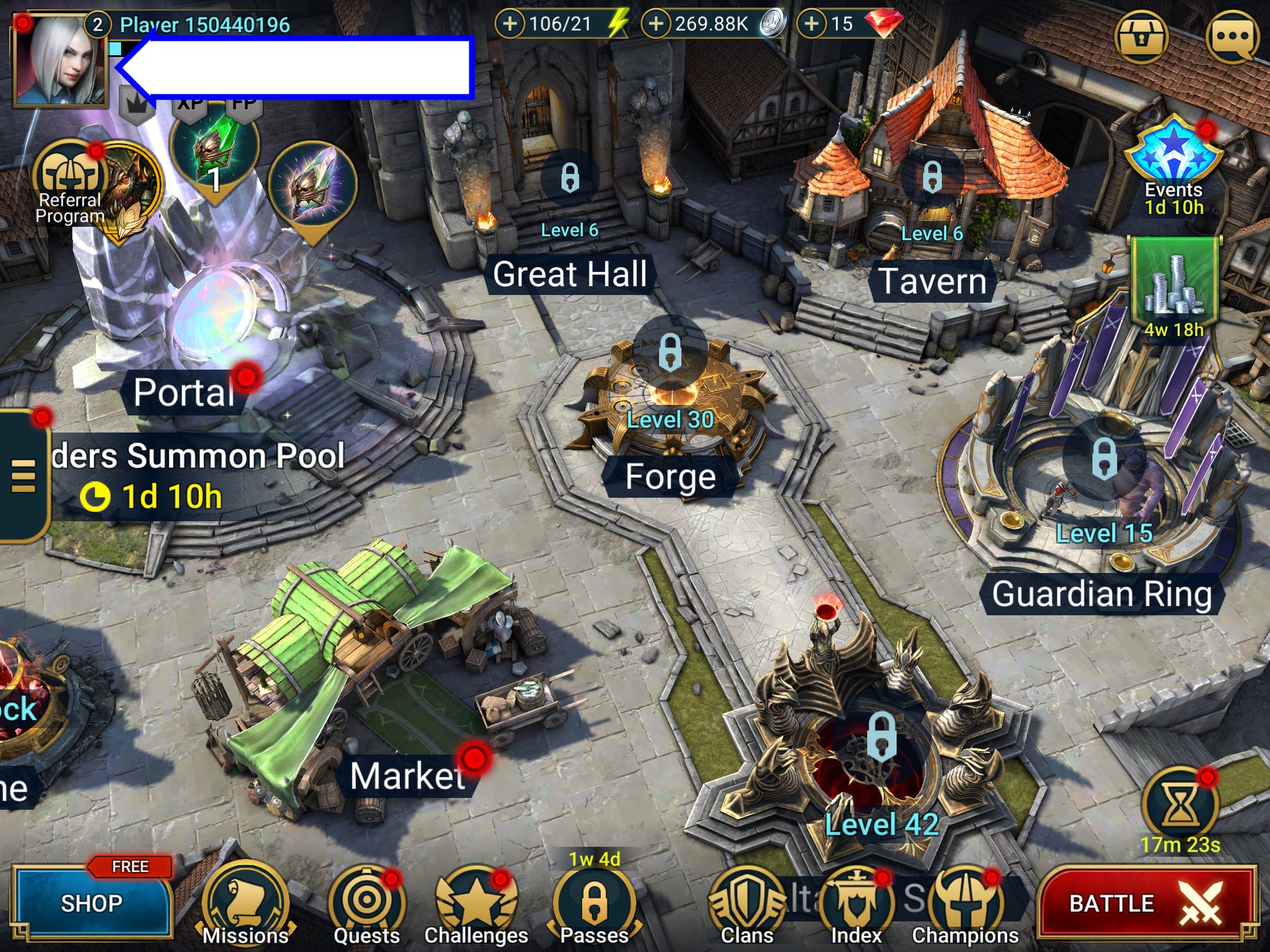 Скриншот Raid Shadow Legends с кнопкой аватара в игре.