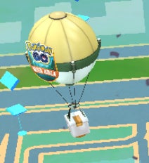 Воздушный шар Wild Area в Pokémon Go с светло-зелёным дизайном.