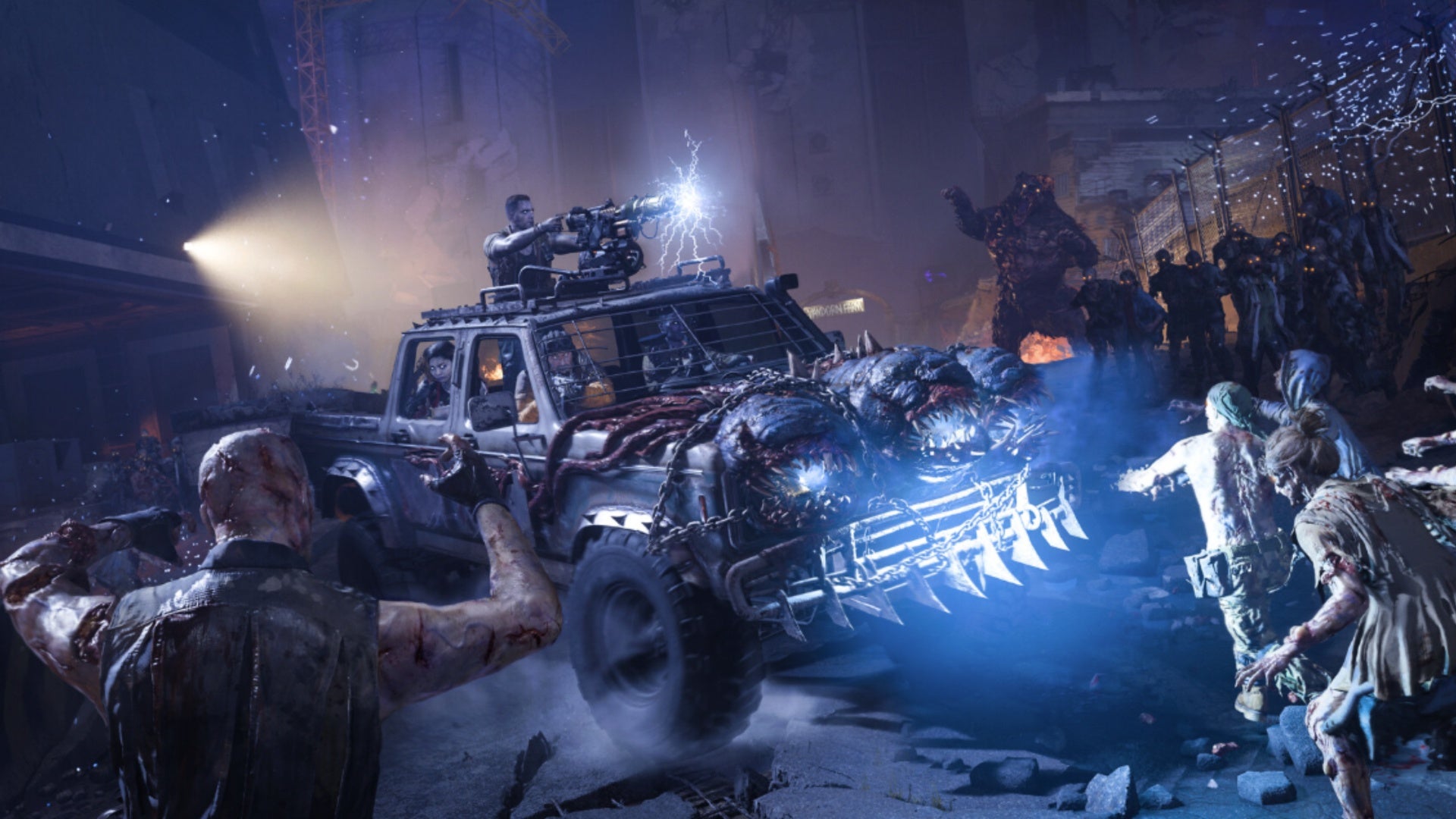 Black Ops 7 — прорубаются сквозь зомби на машине ночью