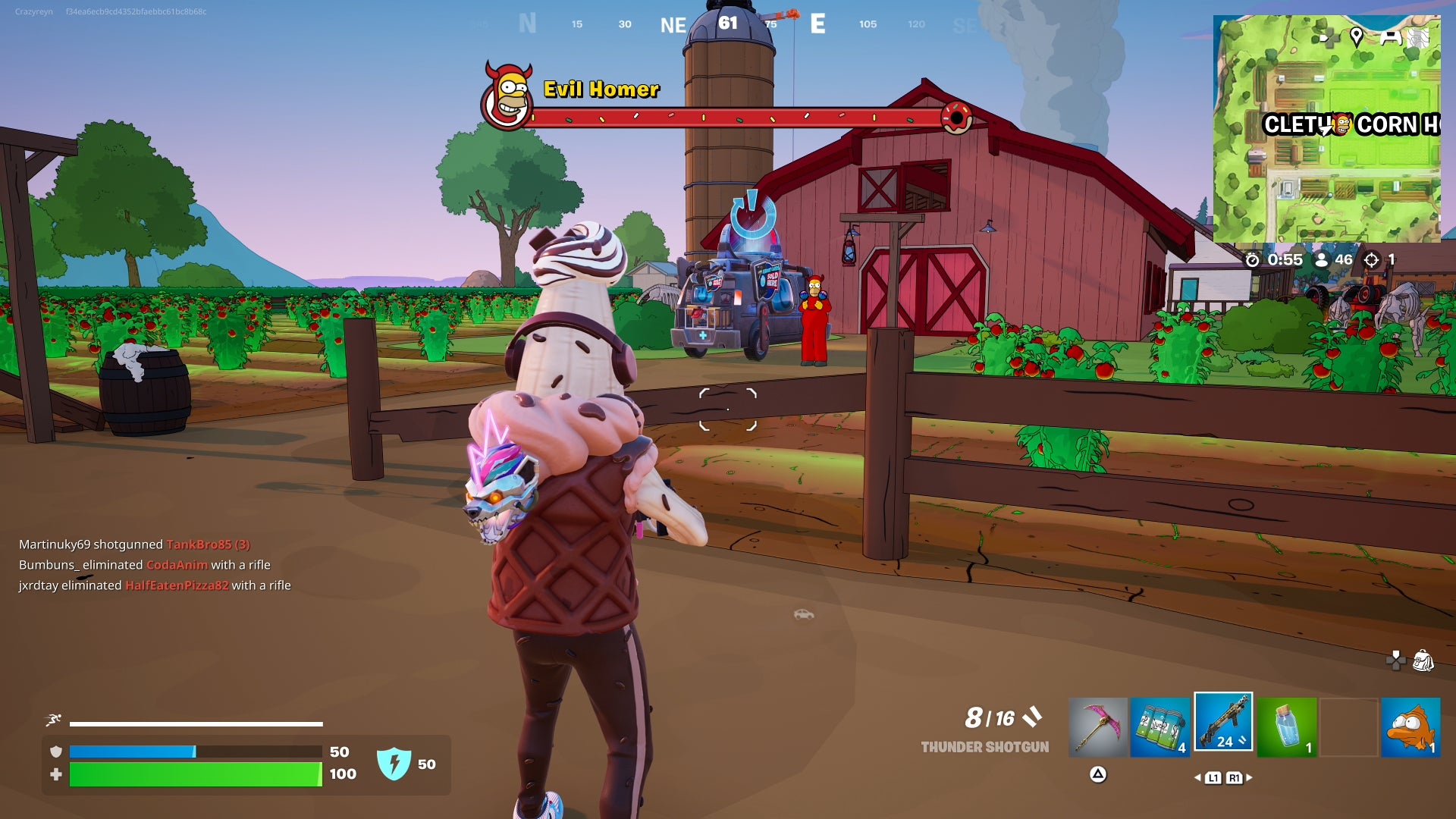 Злой Гомер в сезоне The Simpsons в Fortnite.