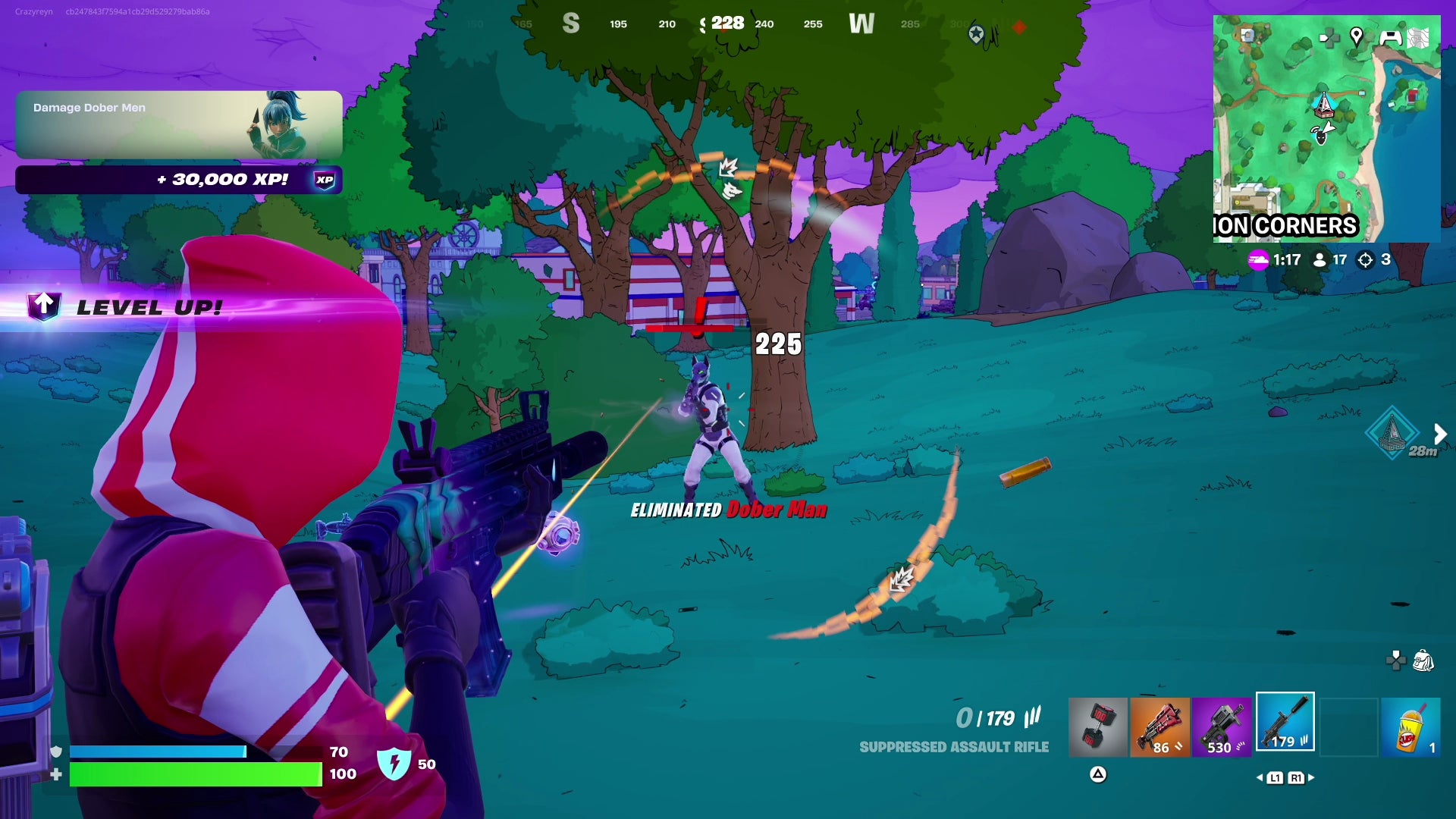 Бой с Dober Men в сезоне The Simpsons в Fortnite.