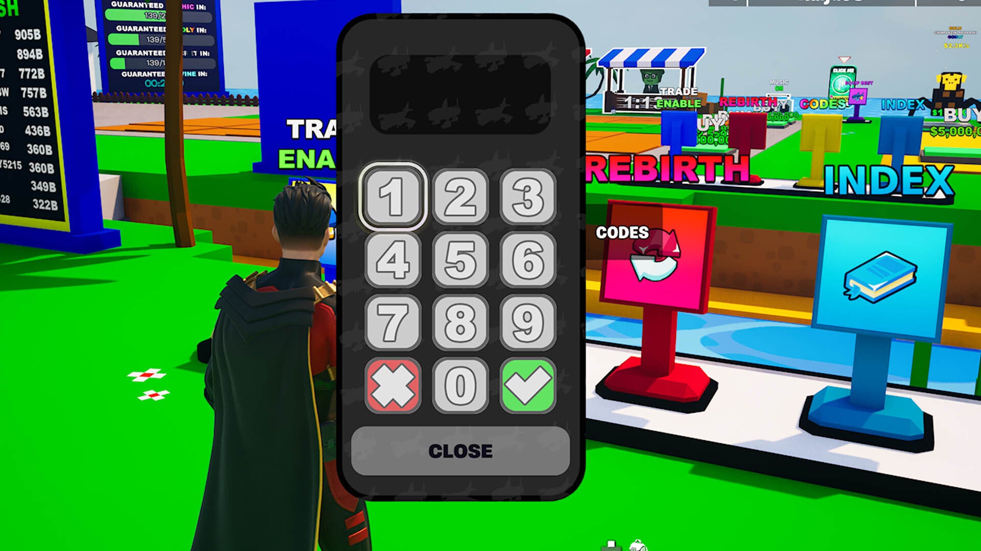 ввод кода Fruits vs Brainrots на телефоне