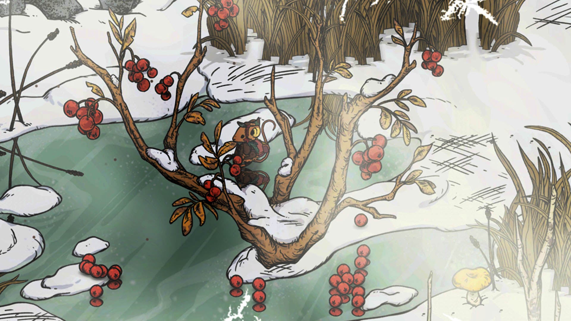 дерево с рябиновыми ягодами в Зимней Норе