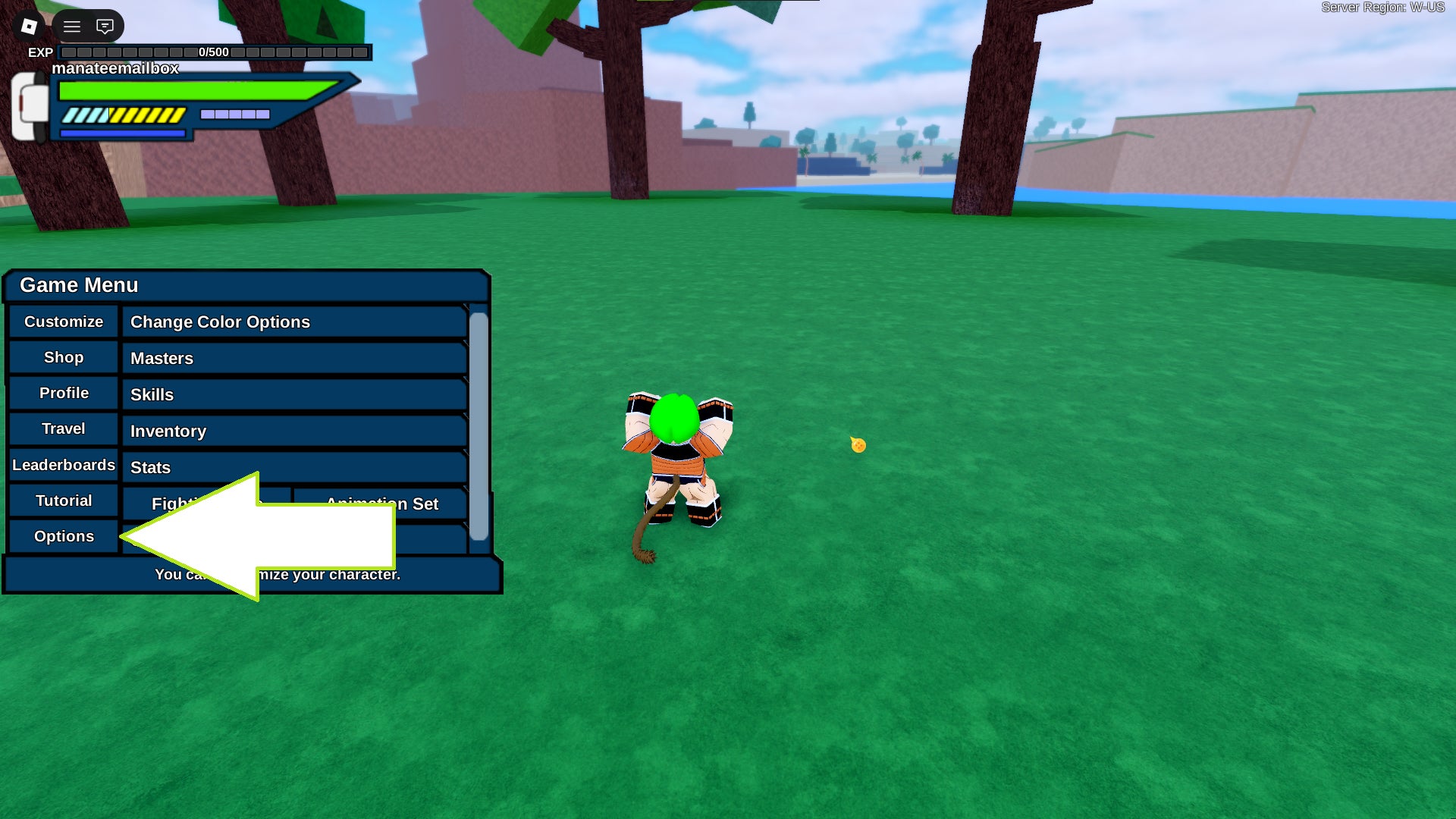 Скриншот Dragon Generations в Roblox, показывающий кнопку опций игры.