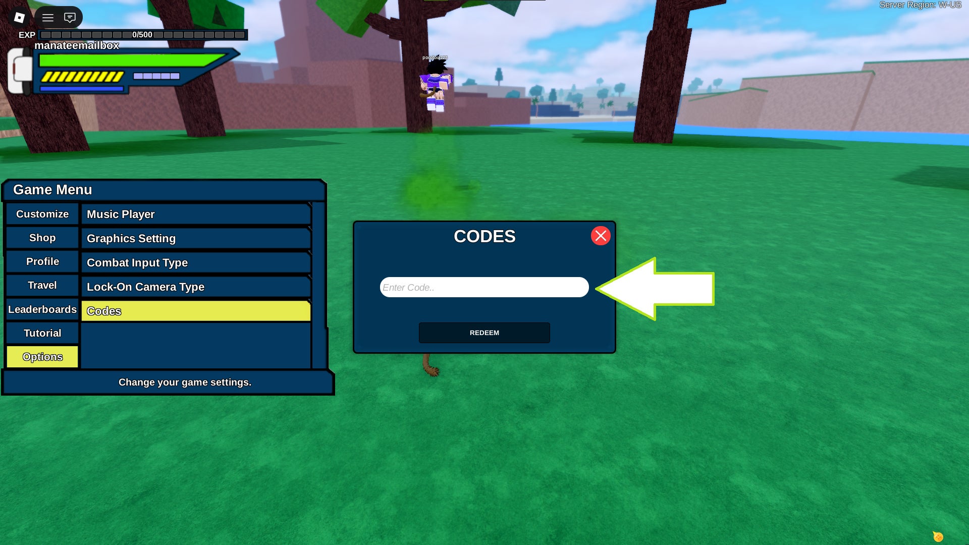 Скриншот Dragon Generations в Roblox, показывающий поле ввода кодов игры.