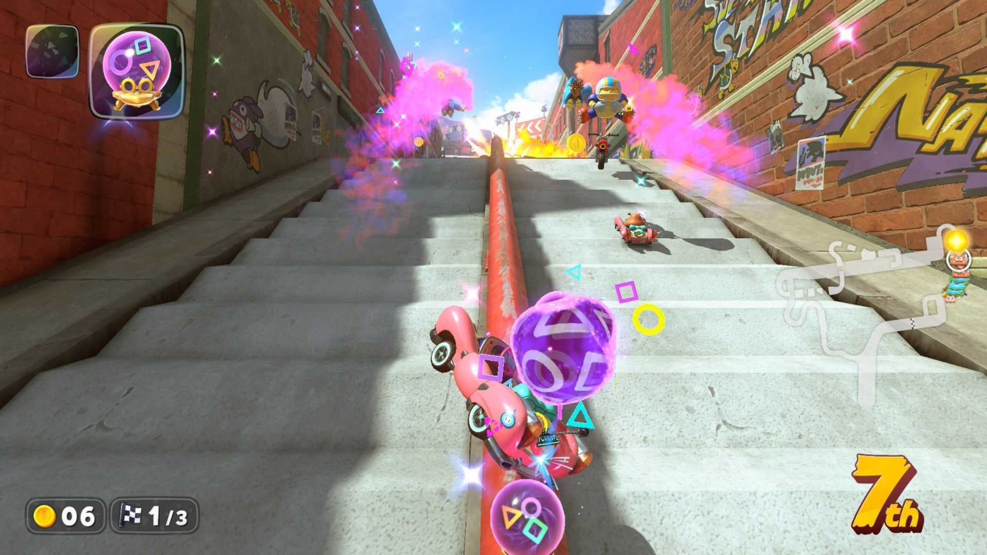 предмет Камек на игроке в режиме VS в Mario Kart World